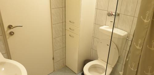 ein Bad mit einem WC und einem Waschbecken in der Unterkunft Studio Almwiese in Kaprun