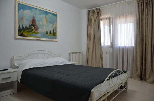 a bedroom with a bed and a painting on the wall at Apartament bell confort in Tulcea
