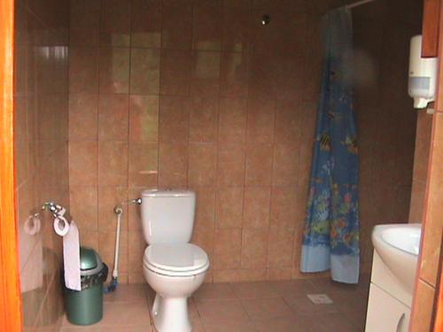 a bathroom with a toilet and a sink at Camping Zamolxe in Sarmizegetusa