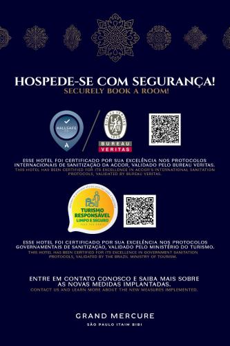 a flyer for a seafood restaurant with logos and text at Grand Mercure SP Itaim Bibi in São Paulo