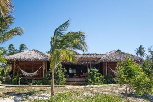 uma casa na praia com uma palmeira em Rancho do Kite Villas em Praia do Preá