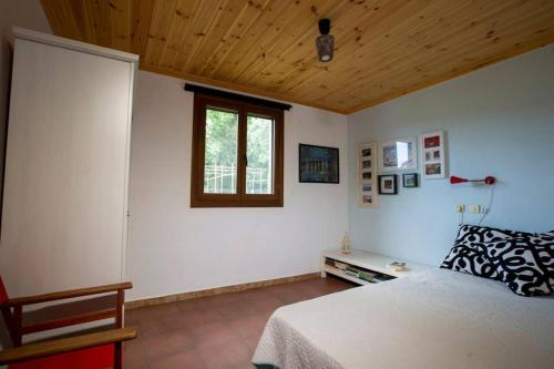 a bedroom with a bed and a window at Agrampeli in Ierissos
