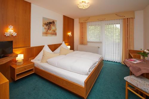 a hotel room with a bed and a television at Tannmühle Hotel und Restaurant GmbH in Callenberg