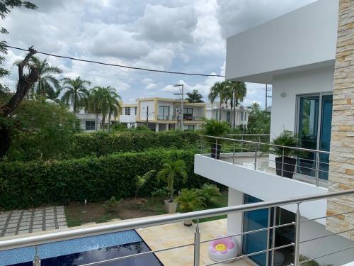a view from the balcony of a house at Casa Campestre en Condominio Lagos Del Peñon in Girardot