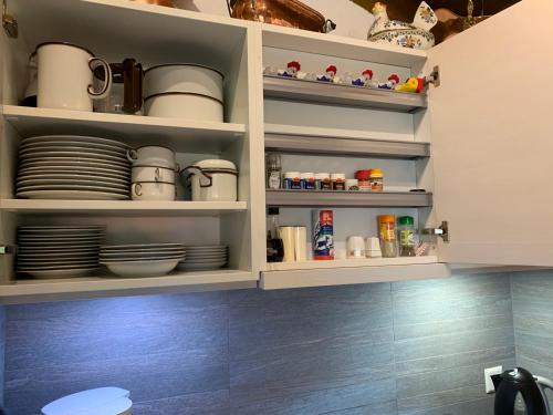 Kuchyň nebo kuchyňský kout v ubytování Ferienwohnung Laax mit Traumblick, großem Balkon und Terrasse