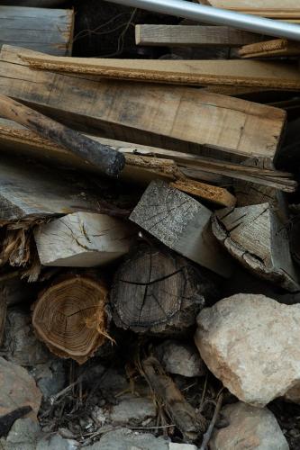 a pile of wood and rocks on the ground at Vistas de Chamberi in Alhama de Aragón