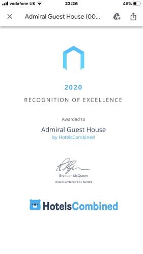 a screenshot of the account for an external guest house at Admiral Guest House in Scarborough