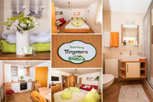 RossleithenにあるFerienhof Kandlerのホテルの部屋の写真のコラージュ