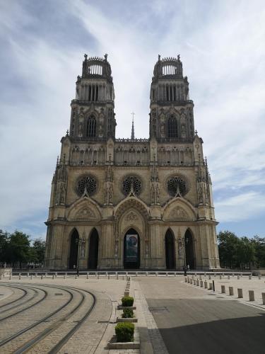 a large cathedral with two towers on top of it at AUBERGE DE JEUNESSE D'ORLEANS in Orléans