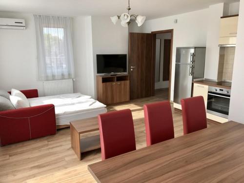 Televízia a/alebo spoločenská miestnosť v ubytovaní Veritas Apartment Zamárdi