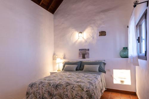 1 dormitorio con 1 cama en una pared blanca en Casa Elba, en Isora