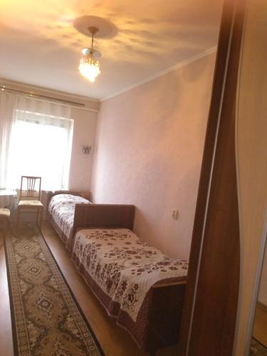 - une chambre avec 2 lits et une fenêtre dans l'établissement Вишня,двокімнатна квартира, à Trouskavets