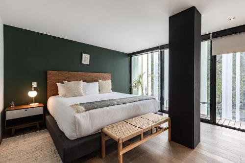 Cama o camas de una habitación en Luxury 1br Condo with Balcony in Polanco