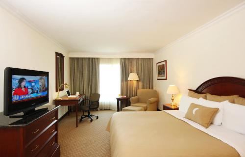 a hotel room with a bed and a flat screen tv at Fiesta Inn Nuevo Laredo in Nuevo Laredo