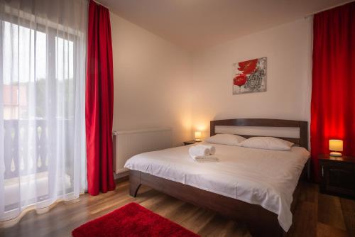 Postel nebo postele na pokoji v ubytování Vila Alexandra Sovata