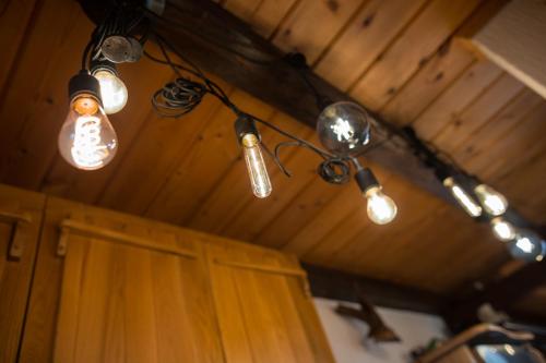 a group of lights hanging from a ceiling at Villa Brallissima in Sveti Martin na Muri