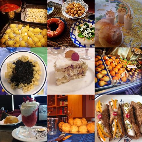 a collage of pictures of different types of food at "Le Casette di Ninetta" - Casa Casmene in Donnalucata