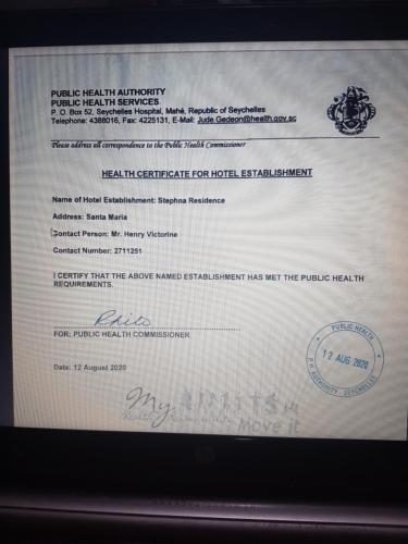 a confirmation letter for a fake visa at Stephna Residence in Anse Boileau