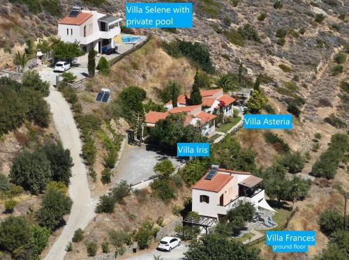 an aerial view of a house on a hill at Vaia Villas in Mochlos