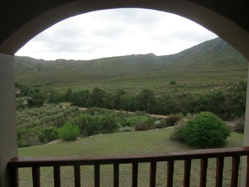 a view of a field from a window at Barton Luxury Villas in Botrivier