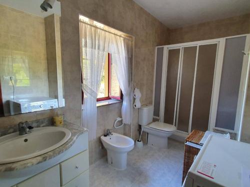 a bathroom with a sink and a toilet at Casa Rural O Rabadan in Cedeira