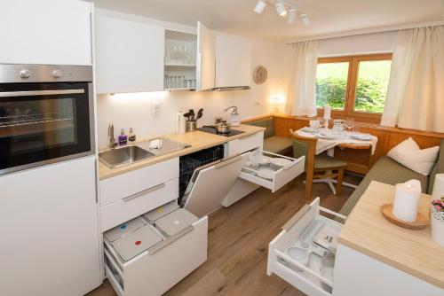 Fürstenhäusl Alpbach - GREEN Apartments & Studioにあるキッチンまたは簡易キッチン
