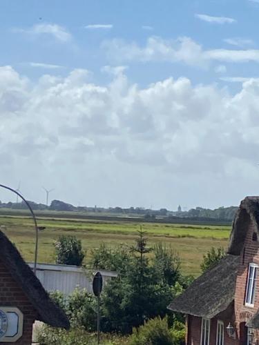 a view of a field from a house at Haus Dres Ferienwohnung 1 und 2 in Aventoft