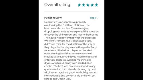 a screenshot of a text message on a cell phone at Ocean View,Kinsale, Hosted by Exquisite holiday homes, sleeps 22 in Kinsale