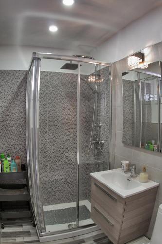 a bathroom with a shower and a sink at Geremy's boutique vivienda VV A-38-4-2068 in Arona