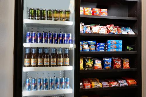 a refrigerator filled with lots of drinks and snacks at Holiday Inn Express Lynchburg by IHG in Lynchburg