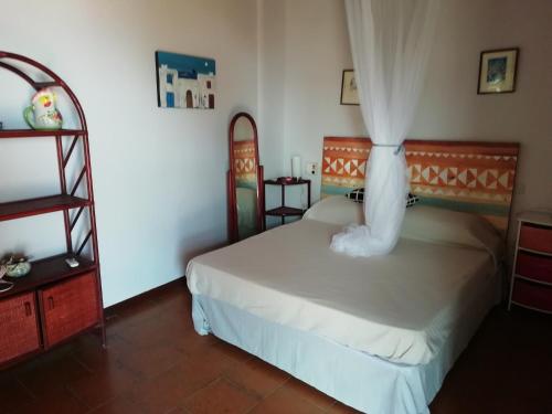 墨西拿的住宿－La casa di Ale，一间卧室配有一张带天蓬的床