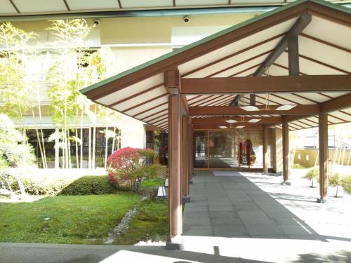 awning over the entrance to a building at Hirugami Grand Hotel Tenshin in Achi