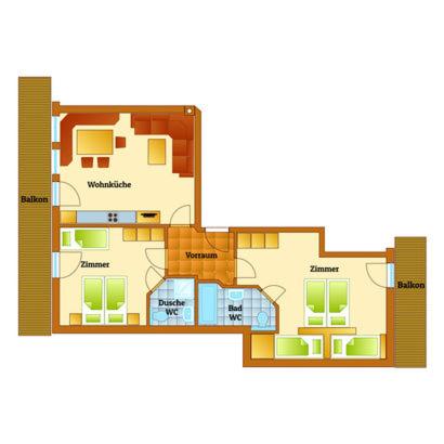 a drawing of a floor plan of a house at Aparthaus Sonnenhof in Alpbach