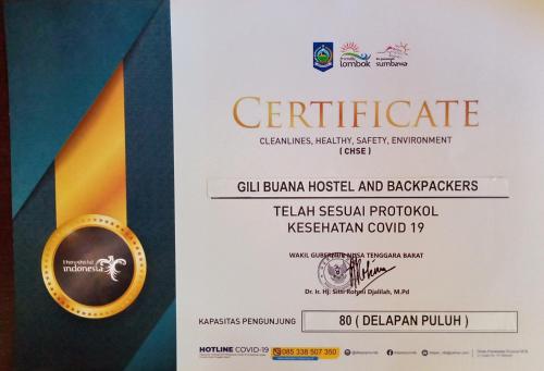 a prize medal for the cellonne holmberg hospital andaznorwegianpoolhospital at Gili Buana Hostel & Backpackers Gili Air in Gili Air