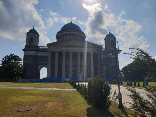 a large building with two domes on top of it at Ferienbungalow Tinka in Štúrovo