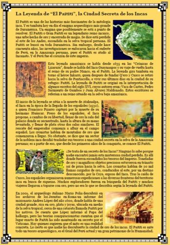 a page of a newspaper with a picture of aearth at El Paititi Hotel in Iquitos