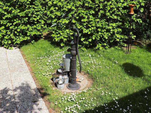 een fontein in het gras met een emmer bij 3 person holiday home in H LLVIKEN in Höllviken