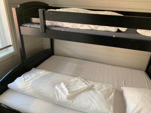 a bunk bed in a room with two bunk beds at Garsnes Brygge in Sjøvegan