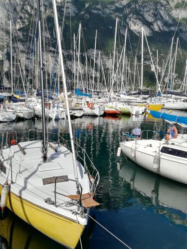a group of sailboats docked in a harbor at Appartamento Oxygen in Riva del Garda