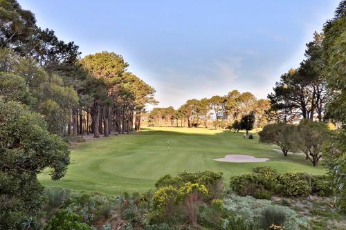 an aerial view of a golf green with trees at Hermanus Lodge on the Green - Solar Power in Hermanus