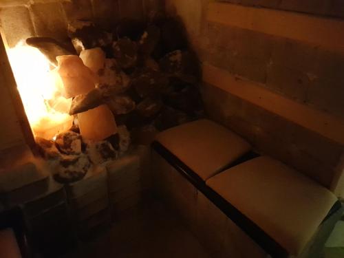 an overhead view of a room with two chairs and a wall at Liza Aqua & Conference Hotel in Lajosmizse