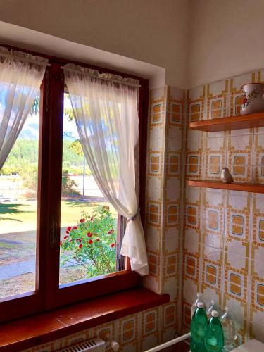 a window in a room with a view of a yard at Chalet dell'Orso in Pescasseroli