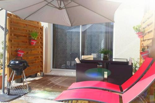 Χώρος καθιστικού στο Charmant studio avec mezzanine et terrasse