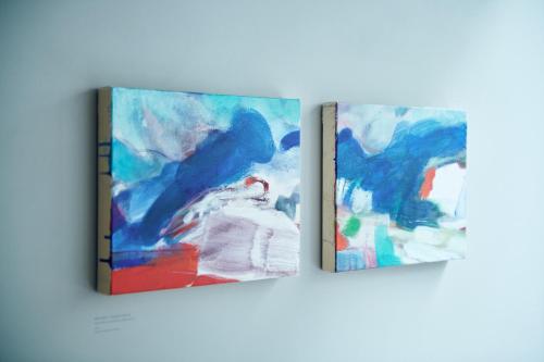 two pieces of art hanging on a wall at NOHGA HOTEL UENO TOKYO in Tokyo