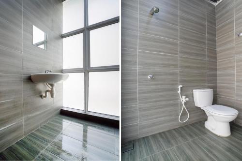 - deux photos d'une salle de bains avec toilettes et lavabo dans l'établissement SPOT ON 89753 Sohotel, à Klang