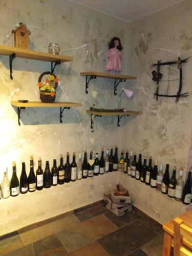 a room filled with lots of bottles of wine at Ubytování U Janča in Lednice