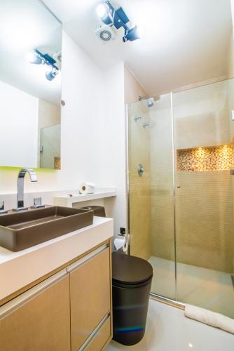 a bathroom with a sink and a shower at 360 Perdizes in Sao Paulo
