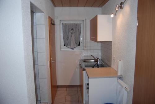 a small kitchen with a sink and a counter top at Ferienwohnungen Schäfer in Obersulm