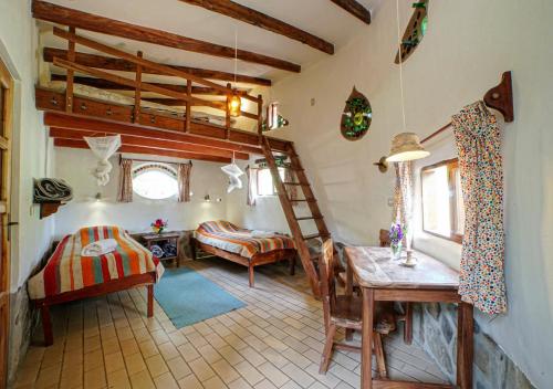 a room with a bunk bed and a ladder at Finca La Vispera in Samaipata