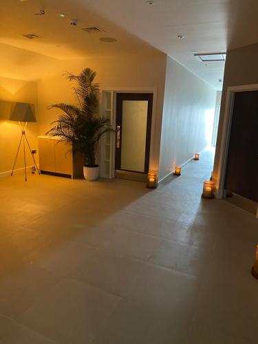 a hallway with a potted plant in a building at Wildes Inns in Chesterfield